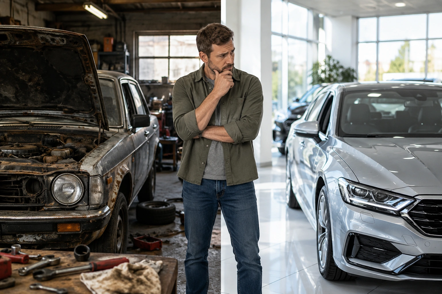 Seno automobilio remontas ar naujo pirkimas